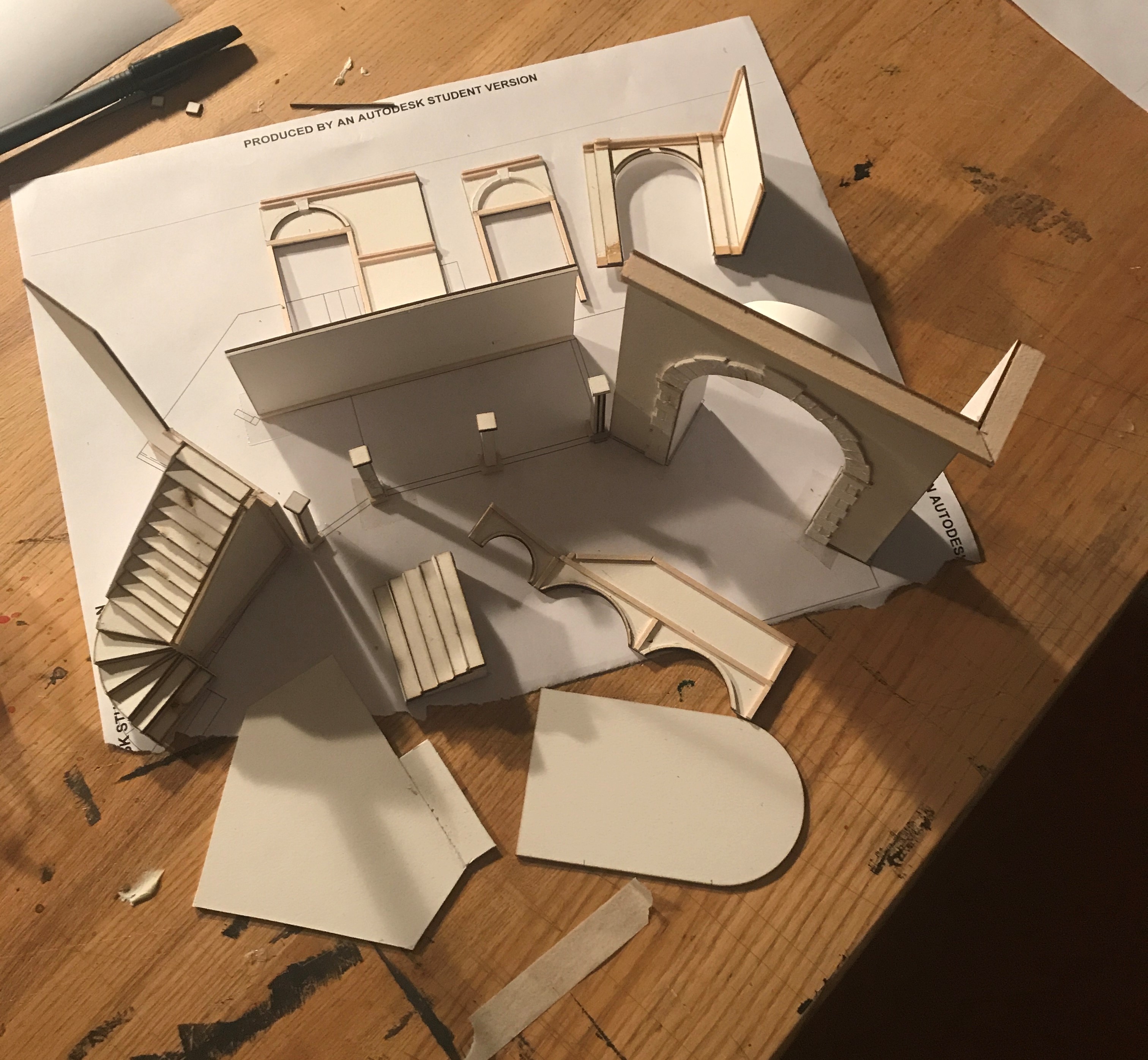 Process model for scenic design concept for "The Rover", scenic design by Tara Huffman